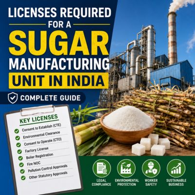 Licenses Required for a Sugar Manufacturing Unit in India