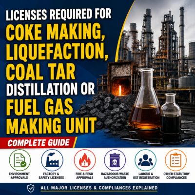 Licensing requirements for a Coke Making, Liquefaction, Coal Tar Distillation, or Fuel Gas Making Unit in India